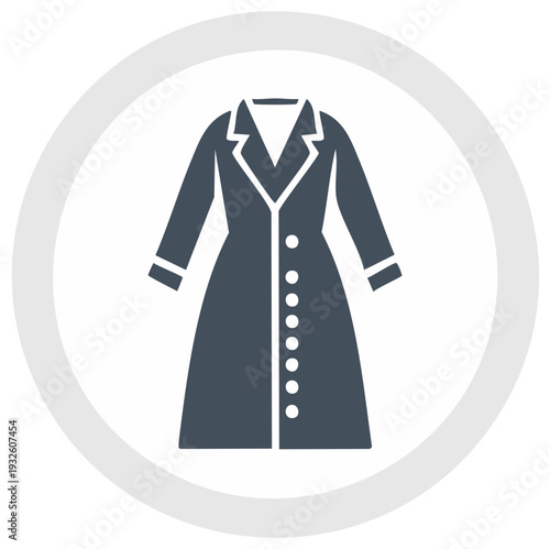 Minimalist Dark Gray Trench Coat Icon Winter Fashion Apparel Graphic
