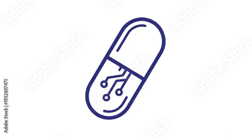 Digital Pill Icon Representing Future Medicine Technology.