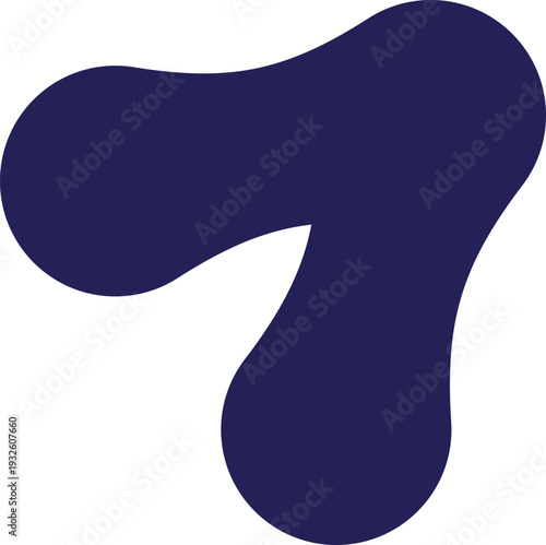 Abstract dark blue shape resembling a stylized droplet or amoeba
