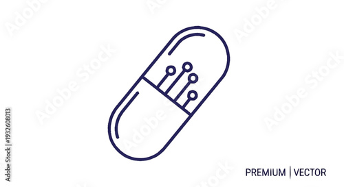 Digital Pill Icon Representing Future Medicine Technology.