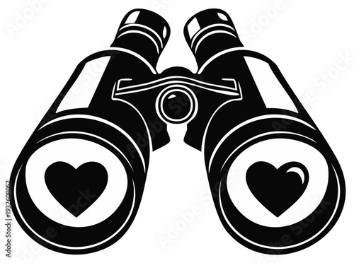 Binoculars with Heart Icon Graphic Vector Love Search Romantic Symbolism Illustration