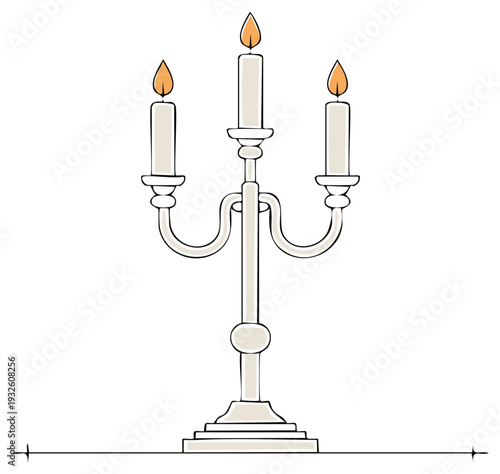 Elegant candelabra holding three lit candles creating a warm ambiance