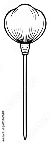 Stylized Illustration of Decorative Hair Pin Simple Black and White