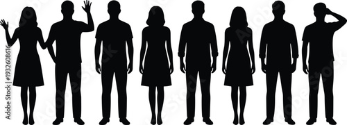 Silhouettes of diverse tree species showcasing unique shapes and foliage patterns, perfect for botany, forestry, landscape design, and environmental illustration projects with natural diversity 