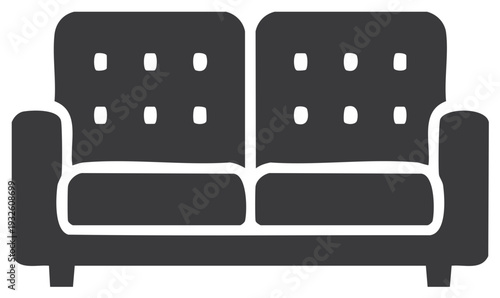 Stylized Icon of a Comfortable Tufted Loveseat Sofa for Living Spaces