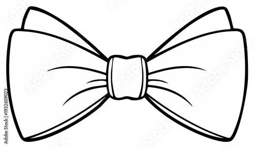 Elegant outline illustration of a classic bow tie with detailed lines