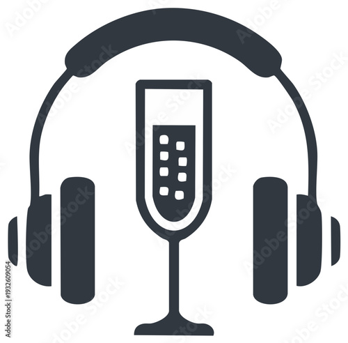 Headphones and champagne flute icon representing audio and celebration