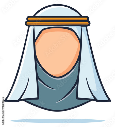 Traditional Arab Dress Headscarf Middle Eastern Culture Costume Cartoon Vector Illustration