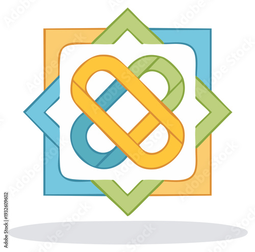 Abstract interlocking shapes geometric pattern icon symbol colorful design