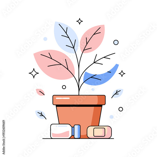 Symbolic Transgender HRT Growth Flat Vector Illustration