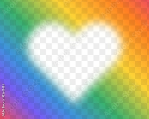 Realistiс shadow overlay effect. Heart shape frame with rainbow light