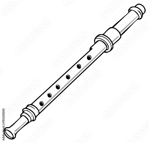 Illustration of a Simple Clarinet Instrument Isolated on a White Background