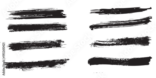 black Paint Brush Strokes - Isolated on White  vector illustration