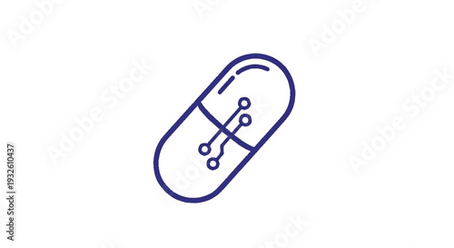Digital Pill Icon Representing Future Medicine Technology.