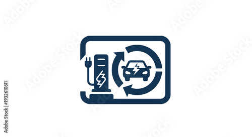 Electric Vehicle Charging Station and Sustainable Transport Icon.