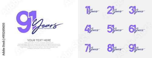 Anniversary logo set vector design, purple color for celebration event