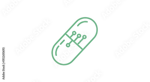 Digital Pill Icon Representing Future Medicine Technology.