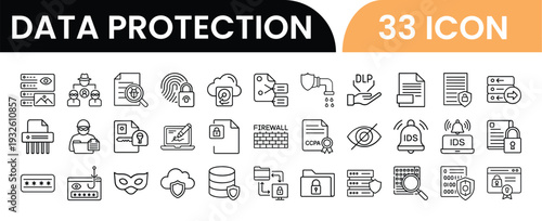 Data Protection Icons Set for Cybersecurity and Privacy Solutions