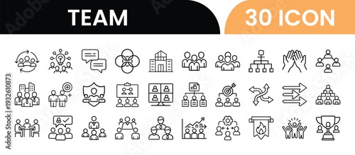Teamwork and collaboration icons for business and organization