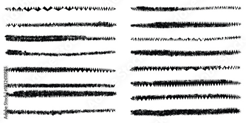 Set of artistic pen brushes.Doodles, ink brushes.Set of vector grunge brushes. Collection of strokes of markers. Set of wavy horizontal lines. Eps10
