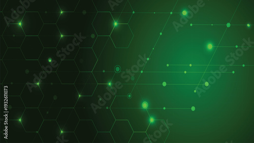 Modern geometric hexagonal grid with neon glow tech background