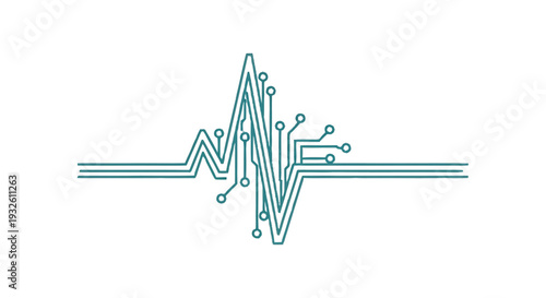 Digital Heartbeat Pulse Line with Circuit Board Elements.