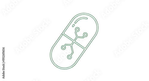 Digital Pill Icon Representing Future Medicine Technology.