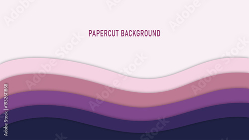 Abstract papercut background featuring flowing layers of pink and purple hues.