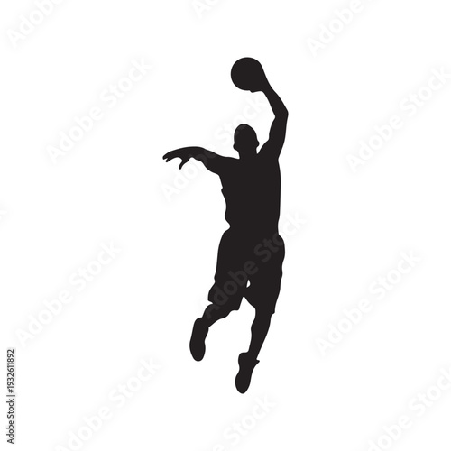 Basket ball with man silhouette vector illustration on white background