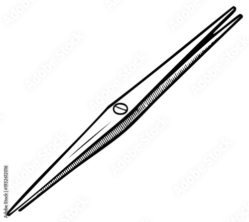 Illustration of Dissecting Forceps Surgical Instrument for Medical and Science Use