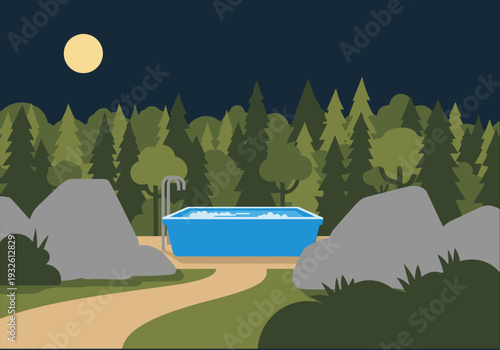 Enjoy a refreshing outdoor plunge in a natural gym setting under the moonlight. A serene and invigorating experience for wellness and fitness.