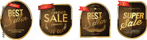 Golden sale and best offer labels on a white background