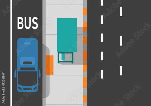 Illustrative graphic depicting a bus and bulbout safe, emphasizing passenger safety. Clean, modern design with bold colors and clear typography. Suitable for urban planning and transportation themes.