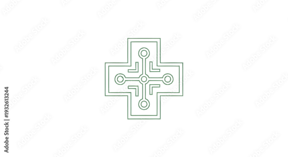 Fototapeta premium Digital Cross Symbol Technology Medical Innovation Concept.