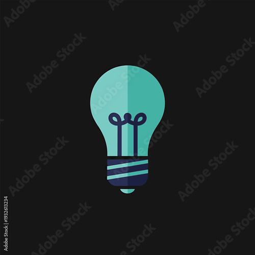Simple Flat Design Light Bulb Icon Represents Idea.