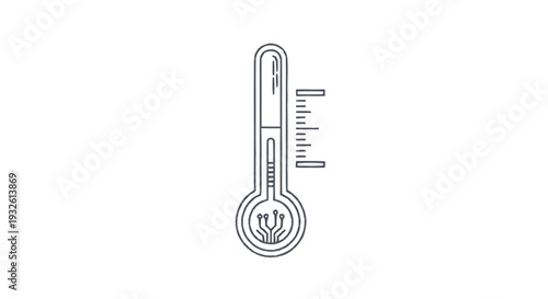 Digital Thermometer Icon with Circuit Board Inside.