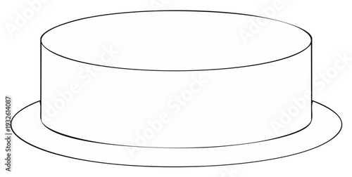 Minimalist black line art drawing of a classic elegant top hat or simple celebration cake