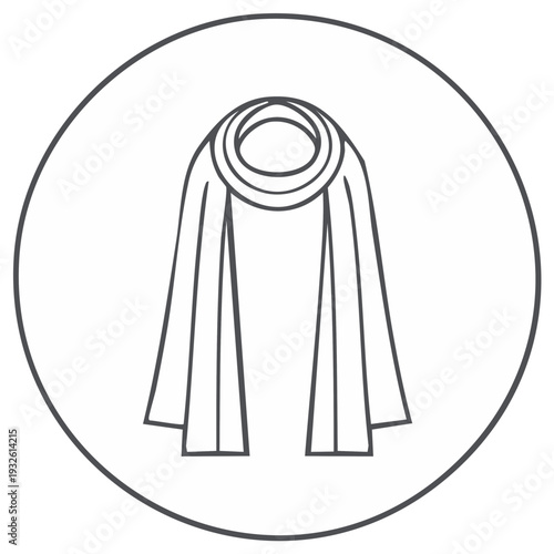 Outline of a draped scarf or shawl within a circle