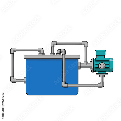 A stylized illustration depicts a reservoir with a hydro pump, showcasing a clear water circulation system. Modern, clean design for commercial use.