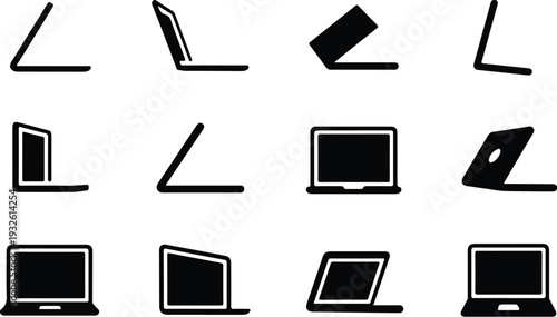 Set of 12 laptop icons vector