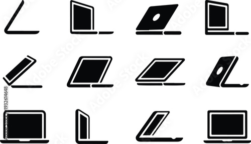 Set of 12 laptop icons vector