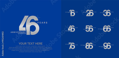 Anniversary logo set vector design, silver color for celebration event