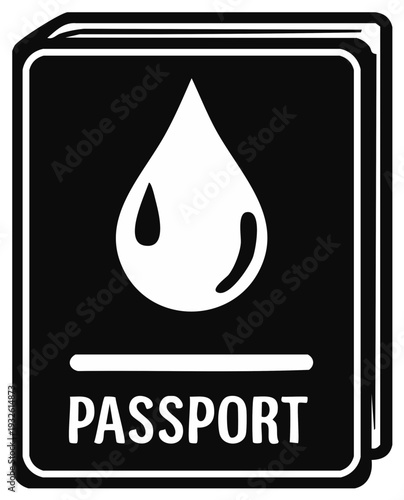 Iconic passport design with a water drop symbol representing the essence of travel.