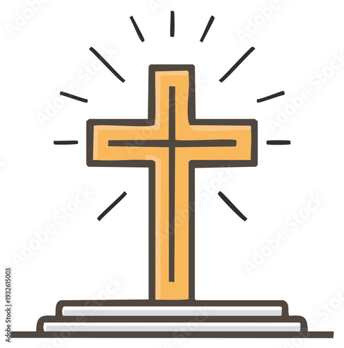 Christian Cross Shining with Light Symbolizing Faith and Hope
