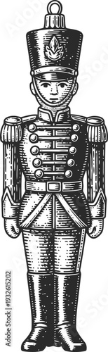 Toy Soldier Ornament Detailed Engraving Vintage Style
