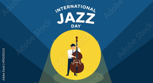 Celebrating Jazz Appreciation Month with a musician playing double bass on stage during International Jazz Day