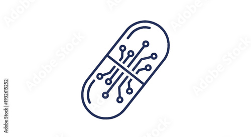 Digital Pill Icon Representing Future of Medicine Technology.