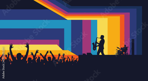 Celebrating Jazz Appreciation Month with musicians performing on stage surrounded by enthusiastic audience