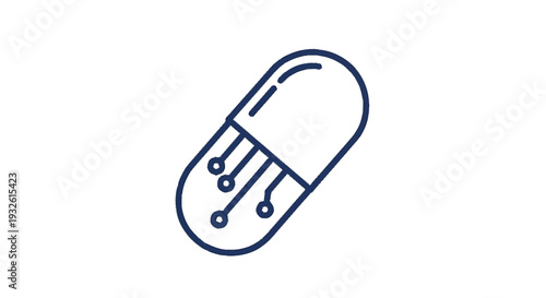 Digital Pill Icon Representing Future of Medicine Technology.