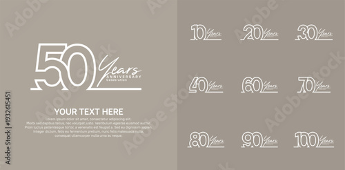 Anniversary logo set vector design, white color for celebration event